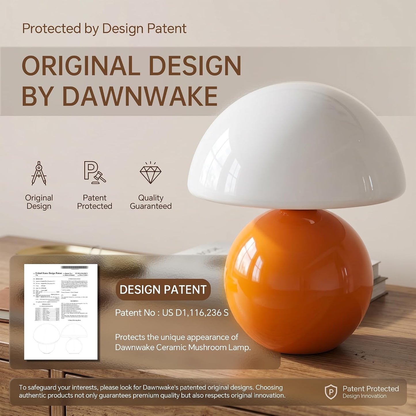 Dawnwake Mushroom Lamp Table Lamp for Bedroom,Desk Bedside Small Lamps for Living Room Night Stands,Mushroom Decor Cute Mini Modern Mid Century Lamps,Unique Aesthetic Home Living Room Decor(White)