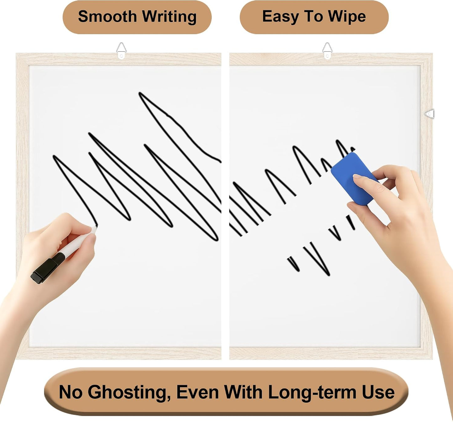 Monthly Calendar Dry Erase Board 16x12 Inch, Double-Sided Whiteboard and Corkboard Combo, Wall Mounted Planner Organizer with Markers, Magnets, Push Pins, Eraser, for Home Office School