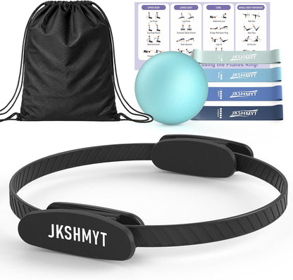 JKSHMYT Pilates Ring Kit for Women, Pilates Equipment – 14.5" Home Magic Circle Workout with Pilates Ball,Resistance Bands,Better me Pilates Essentials Starter Set for Beginners Toning Shape Full Body