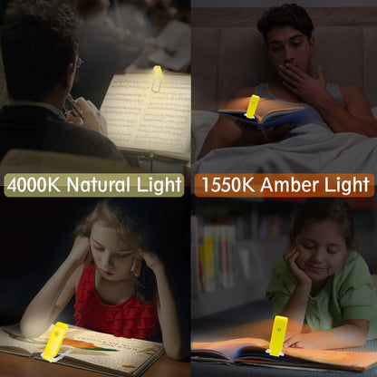 BIGLIGHT Amber Book Reading Light, LED Clip on Book Lights, Reading Lights for Books in Bed, Small Book Light for Kids, USB Rechargeable, 2 Brightness Adjustable for Eye Protection, Orange