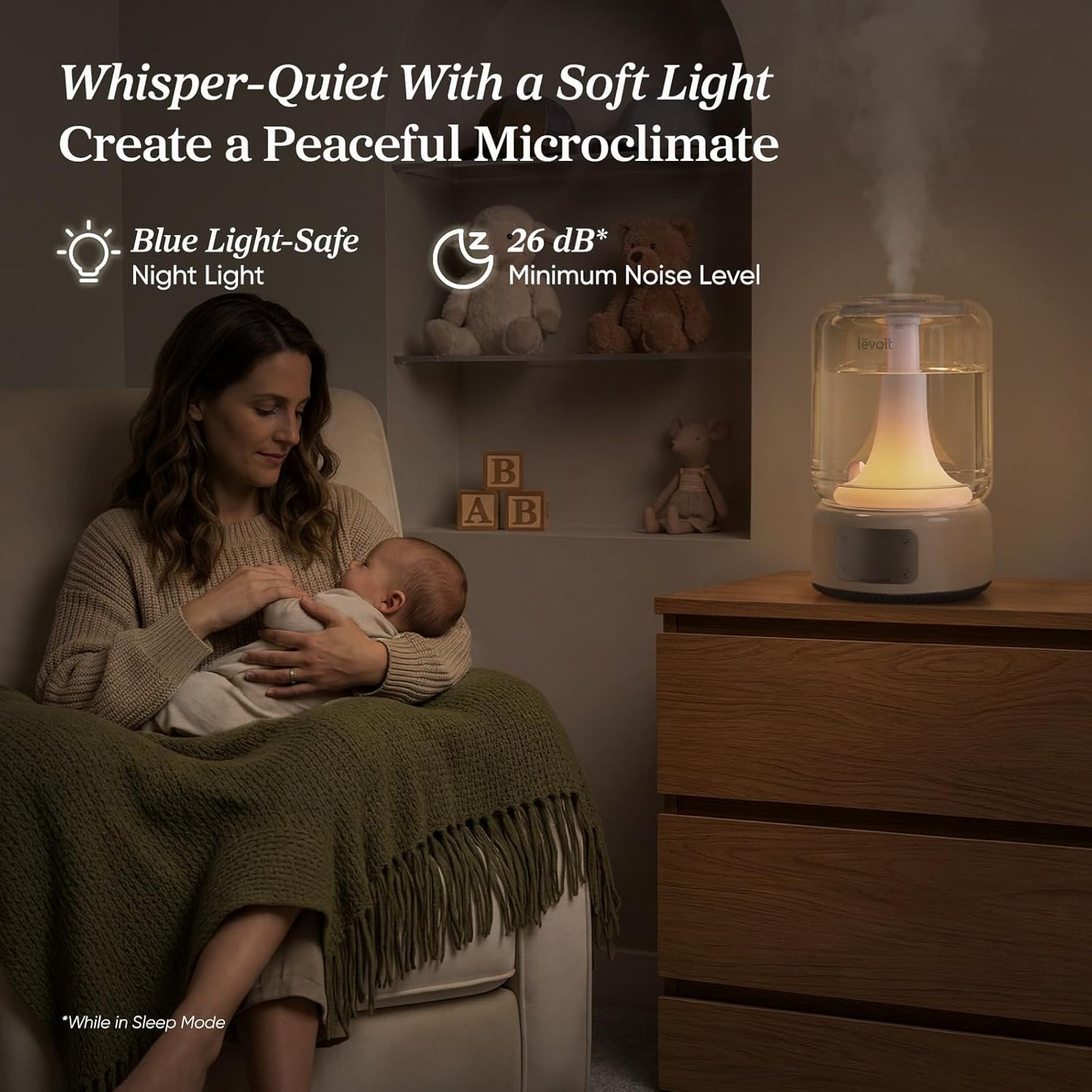 LEVOIT Humidifiers for Bedroom Large Room Home, (6L) Cool Mist Top Fill Essential Oil Diffuser for Baby & Plants, Smart App & Voice Control, Rapid Humidification & Auto Mode - Quiet Sleep Mode, Gray