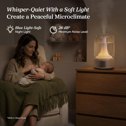 LEVOIT Humidifiers for Bedroom Large Room Home, (6L) Cool Mist Top Fill Essential Oil Diffuser for Baby & Plants, Smart App & Voice Control, Rapid Humidification & Auto Mode - Quiet Sleep Mode, Gray