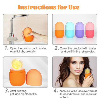 Ice Roller for Face and Eye, Ice Face Roller, Aesthetic Skin Care Tools Gifts for Women Cute Preppy Stuff,Silicone Ice Mold for Beauty(Pink)