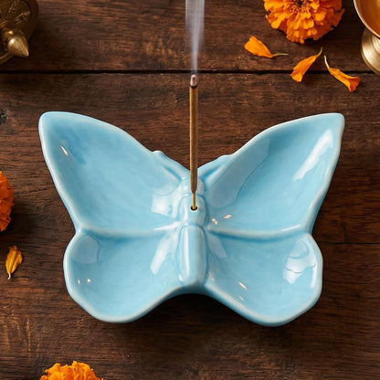 Frog Incense Holder for Sticks, Handmade Ceramic Holder for Burning Sage Sticks, Palo Santo, Cone and Backflow, Incense Burner for Meditation Room Home Decor, Frog Spiritual Gifts for Women