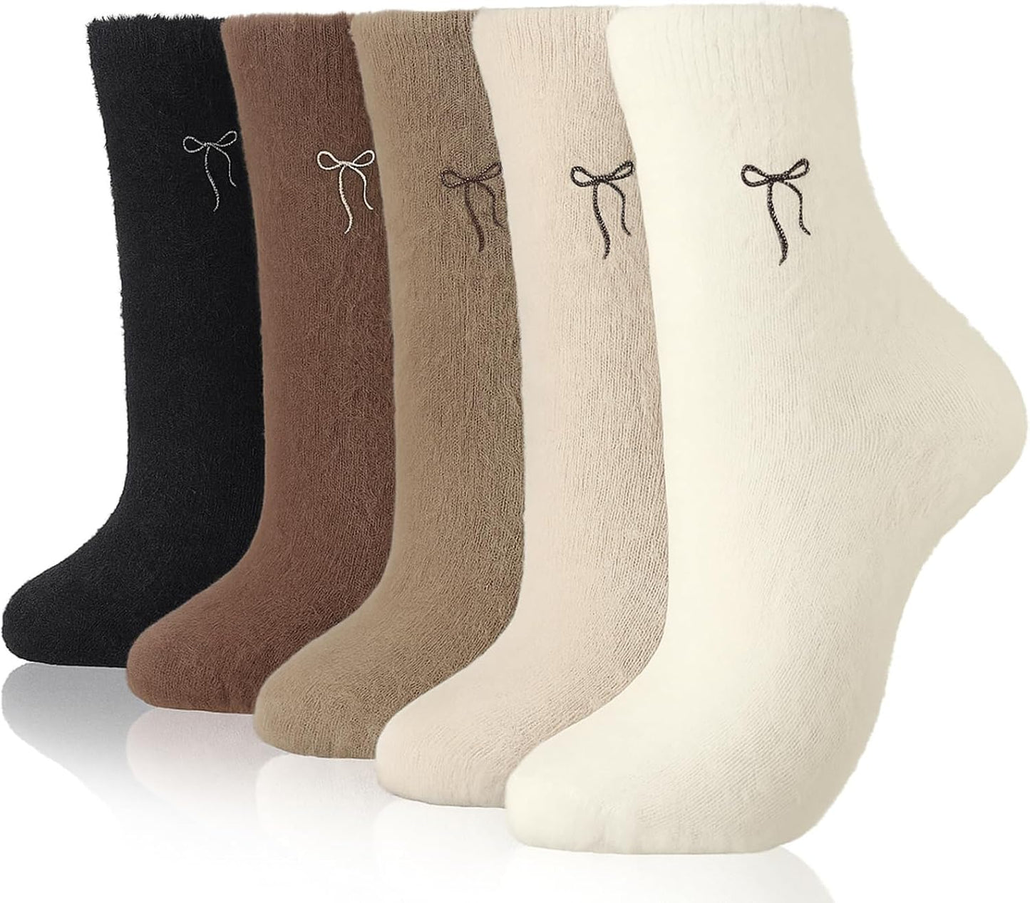 Geyoga 5 Pairs Fuzzy Socks for Women Cozy Spa Slipper Socks Coquette Preppy Stuff Soft Fluffy Home Sleeping Birthday Gift