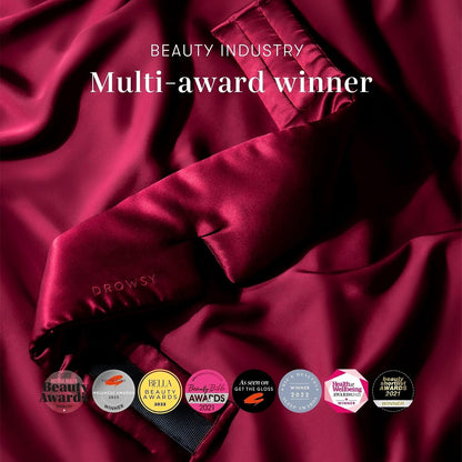 DROWSY Silk Sleep Mask - Face-Hugging, Padded Cocoon for Luxury Sleep in Total Darkness - 100% Pure Mulberry Silk (Black Jade)