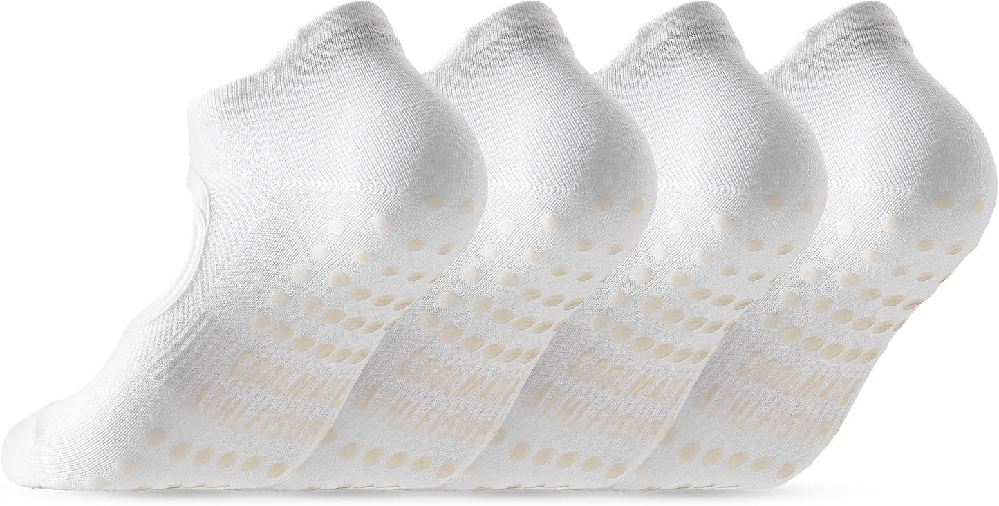 COOLMATE Pilates Socks with Grips for Women, Yoga Socks, Crew Non Slip Women for Barre, Pilates Gifts for Women - Colors A