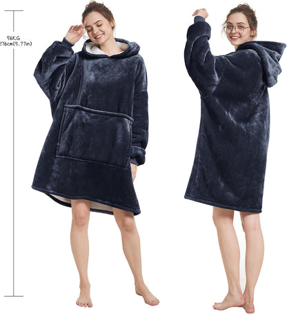 Aemilas Wearable Blanket Hoodie - Warm Sherpa Blanket Sweatshirt as Gifts for Adult Women Mom Men, One Size Fits All