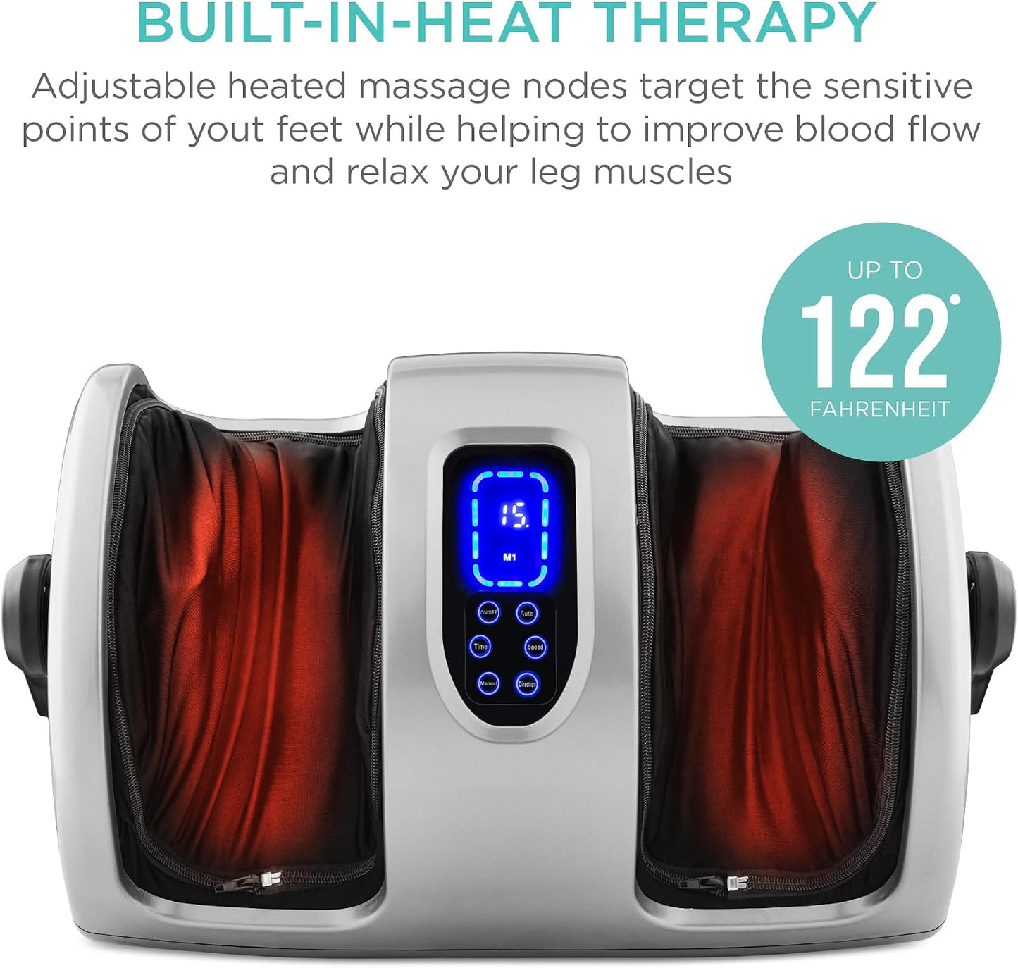 Best Choice Products Shiatsu Foot Massager with Heat for Plantar Fasciitis & Neuropathy, Kneading Foot & Calf Massager with Remote, 360° Adjustable Handle, Rolling & Compression Massage - Satin Black