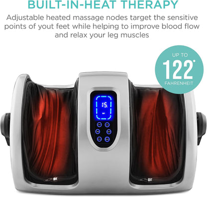 Best Choice Products Shiatsu Foot Massager with Heat for Plantar Fasciitis & Neuropathy, Kneading Foot & Calf Massager with Remote, 360° Adjustable Handle, Rolling & Compression Massage - Satin Black