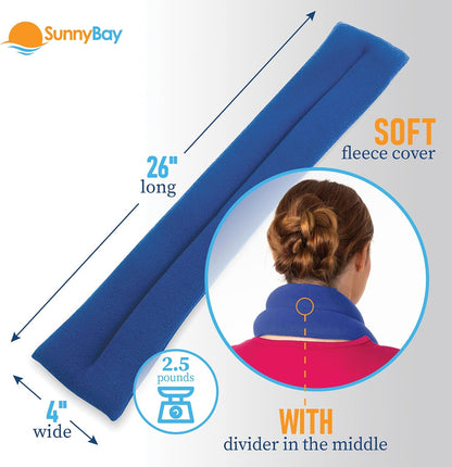 SunnyBay Microwavable Heating Pad for Neck and Shoulder, Heated Neck Wrap, Microwave Heat Pad, Weighted Beanbag Moist Hot or Cold Compress, 2.2 lbs, 26x4 Inches, Navy Blue