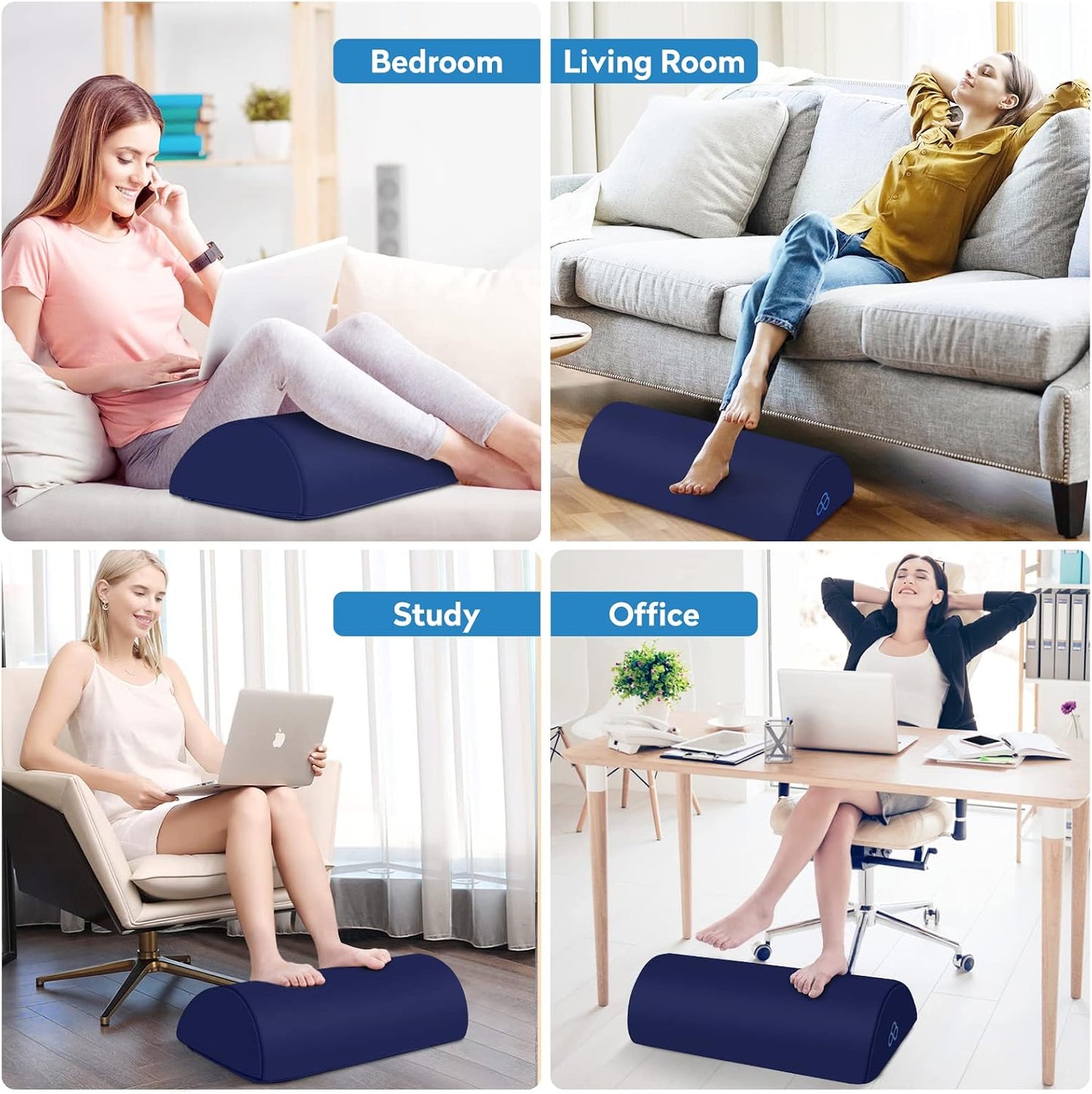 StepLively Foot Rest Ergonomic Pillow for Under Desk at Work, Anti-Fatigue Footrest Support Pillow for Fatigue & Pain Relief, Comfortable for Office Chair, Car Seat & Gaming Chair - Black
