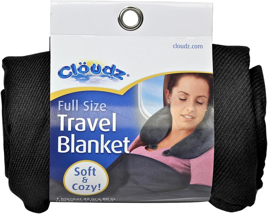 Cloudz Cozy Compact Airplane Travel Blanket for Your Flight, Car, Camping, Home or Comforting Warmth Anywhere! - Charcoal
