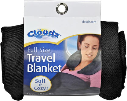 Cloudz Cozy Compact Airplane Travel Blanket for Your Flight, Car, Camping, Home or Comforting Warmth Anywhere! - Charcoal