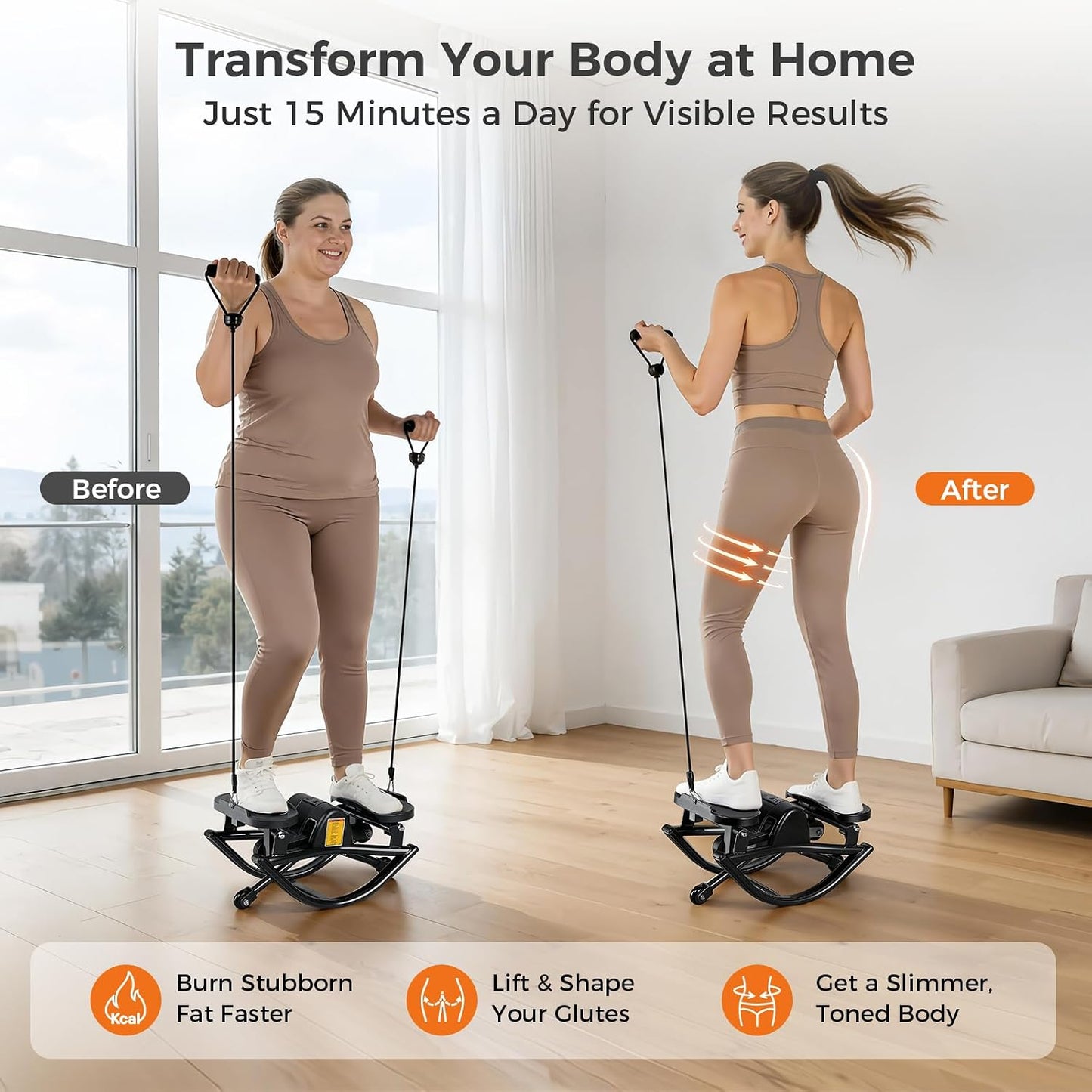 Rock Stepper Side to Side, Rocking Stepper with Lateral Motion, Compact Side Stepper for Home & Apartment, Low Impact Workout Machine (Black)