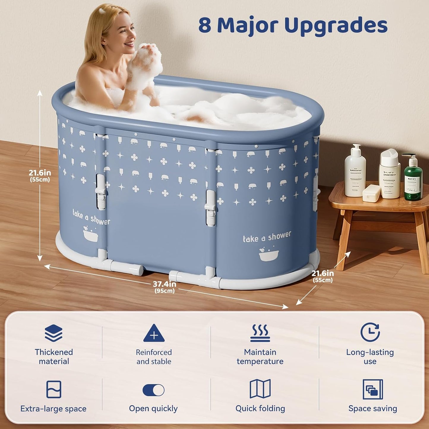 Foldable Bathtub Tray, Expandable to 80cm Acrylic Bath Tray for Tub, Bath Tub Tray Shower Storage Rack, Bath Table Trays for Bathtub (Transparent Bathtub Tray)