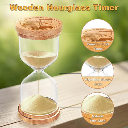 CNCJ Wooden Hourglass Sand Timer, 3 Minute Blue Sand Watch Reloj De Arena for Desk Decor Kitchen Classroom Office Study Home Decoration