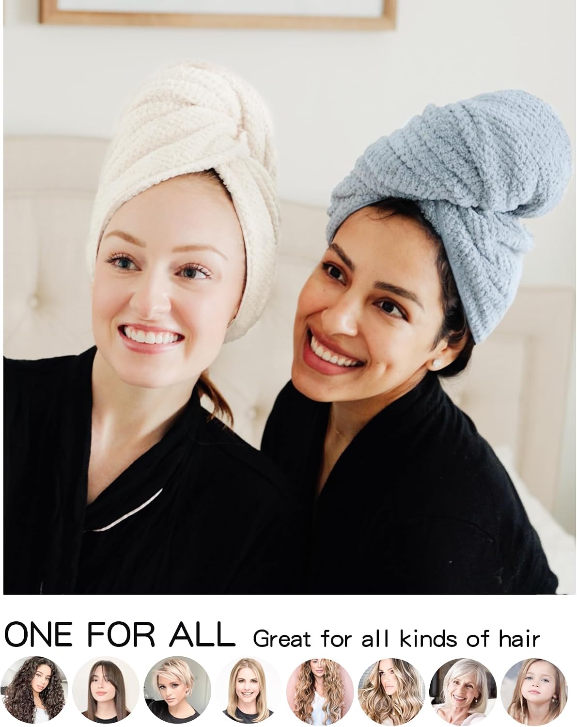 ROLSHOL 2 Packs Large Microfiber Hair Towels for Women, Super Absorbent & Quick Dry Hair Towel Wrap for Curly Hair Long & Short Hair- Anti-Frizz Hair Turbans for Wet Hair - 27.5''*39.4''
