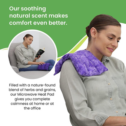Nature Creation Microwaveable Herbal Heating Pad for Lumbar - Soothing Hot & Cold Therapy Pack for Lower Back- Soothing Relaxation, Warmth and Comfort - Lavender Flowers