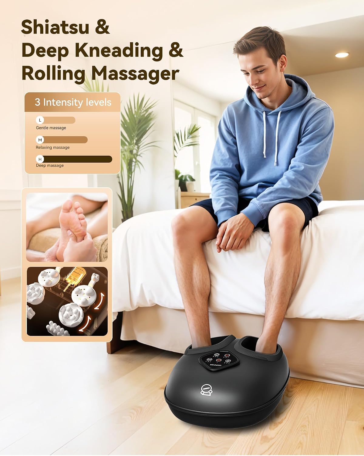 COMFIER [2026 Gift for Men,Women,Shiatsu Foot Massager with Fast Heat,Kneading Rolling Compression,Extra Vibration, FSA Eligible HSA Store, Plantar Fasciitis,Neuropathy Pain, Bigger Size 13IN