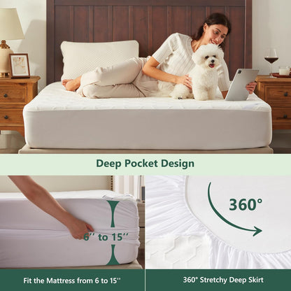 Queen Mattress Protector Waterproof 3D Air Fabric Mattress Pad Cover