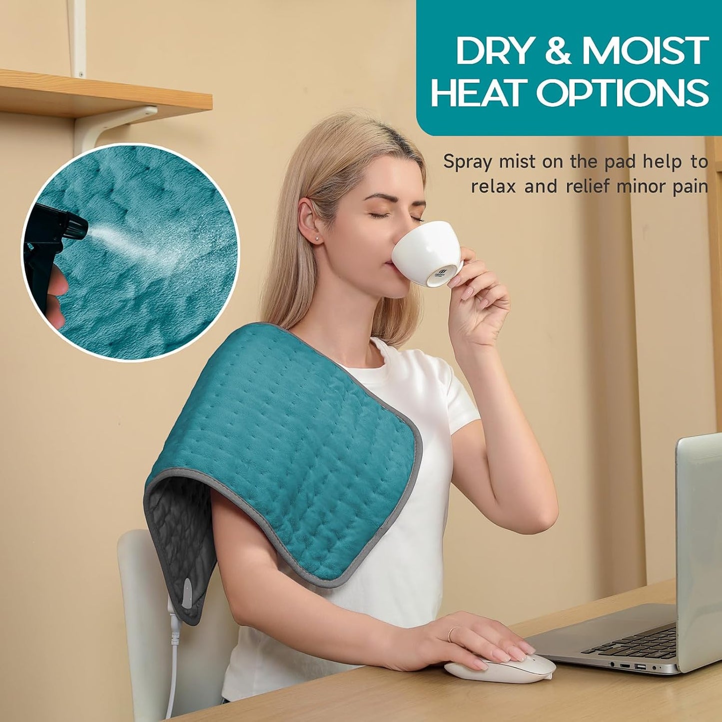 Heating Pad for Period Cramps, Heating Pad for Back/Neck/Shoulder Muscle Pain, 6 Heating & 4 Timer Setting, Auto Shut Off, Dry/Moist Heat & Machine Washable, Birthday Christma s Gifts for Women Mom