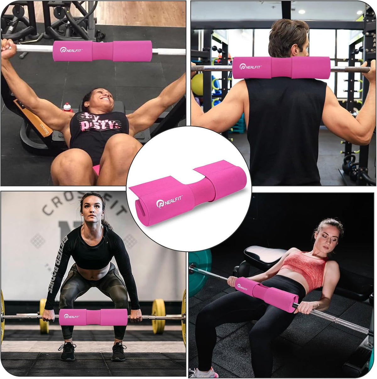 NEALFIT Barbell Pad Squat Pad for Squats—Squat Bar Pad—Great for Weightlifting,Lunges and Hip Thrusts—Foam Sponge Pad—Fit Standard and Olympic Bars Perfectly