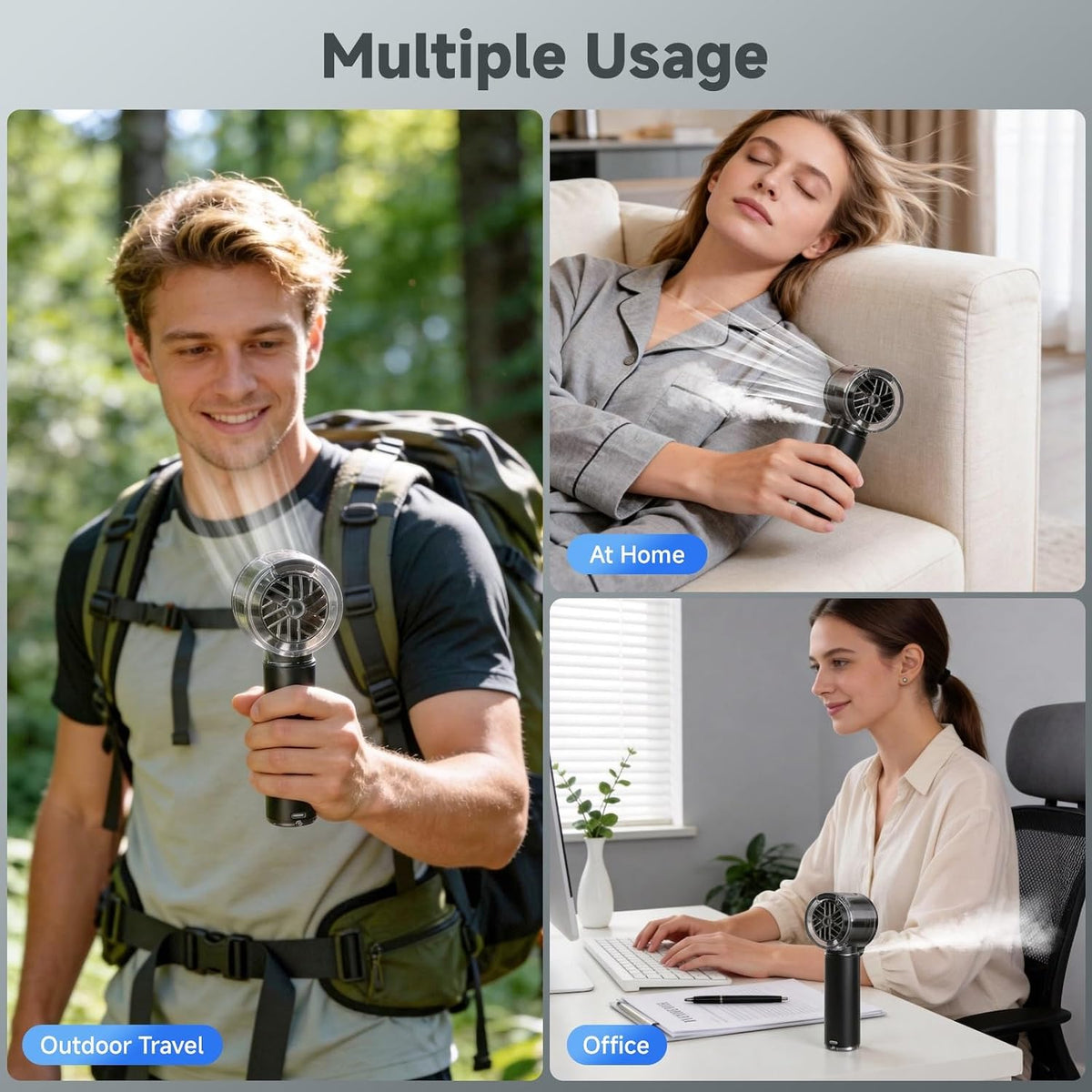 COKUNST Handheld Fan with Mist Spray, Toggle Button, LED Display