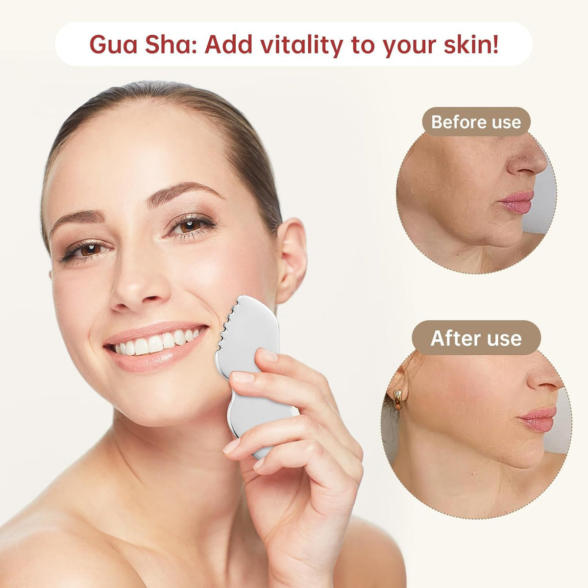 Stainless Steel Gua Sha Facial Tools Metal Detail Gua Sha Stone Body Lymphatic Drainage Massager Face Guasha Face Sculpting Tool Skin Care