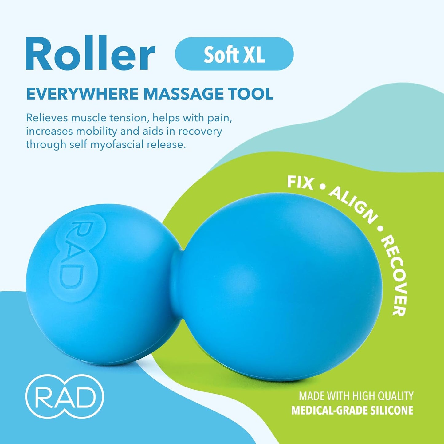 RAD Original Peanut Massage Ball – Medium Density Yoga Deep Tissue Roller Ball – Myofascial Release for Back, Neck, Feet, Psoas & Spine – Suboccipital & Thoracic Trigger Point Therapy