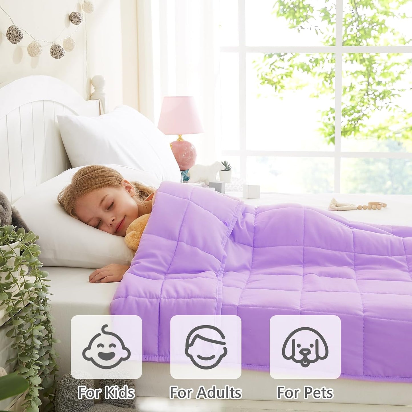 L'AGRATY Weighted Lap Pad 7lb: Small Weighted Blanket for Adults - Cooling Portable Travel Blanket for Relaxation Sleeping - Washable All-Season (29" x 24")