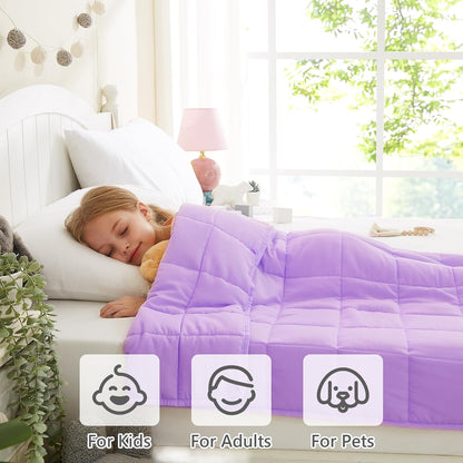 L'AGRATY Weighted Lap Pad 7lb: Small Weighted Blanket for Adults - Cooling Portable Travel Blanket for Relaxation Sleeping - Washable All-Season (29" x 24")