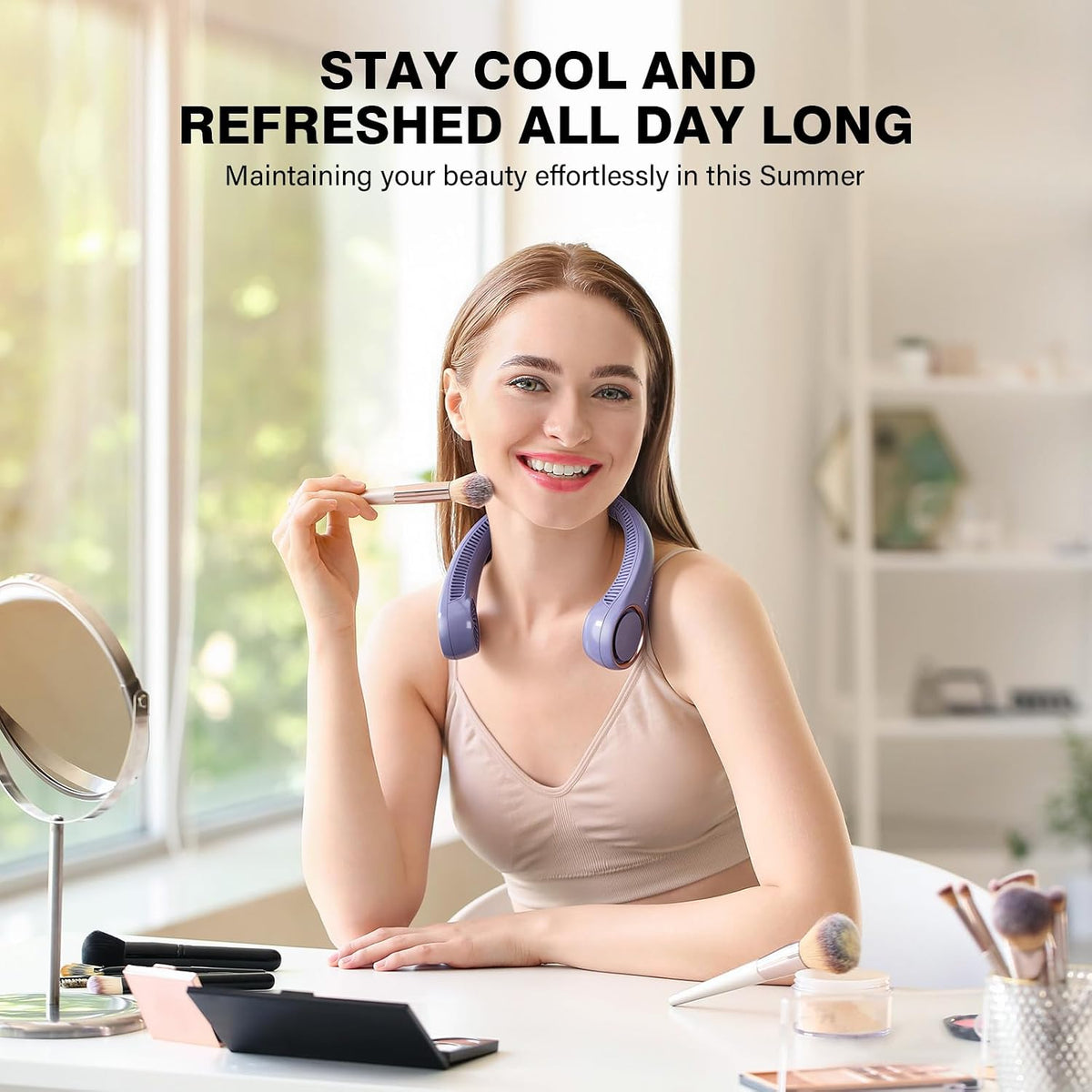Morelax Neck Fan, USB Rechargeable Personal Fan,Hand Free Bladeless Portable Fans,4000 mAh, 3 Speeds,72 Air Faster softer 360° Cooling, Ultra Quiet,Gift Suitable for Home, Office, Travel, Sports