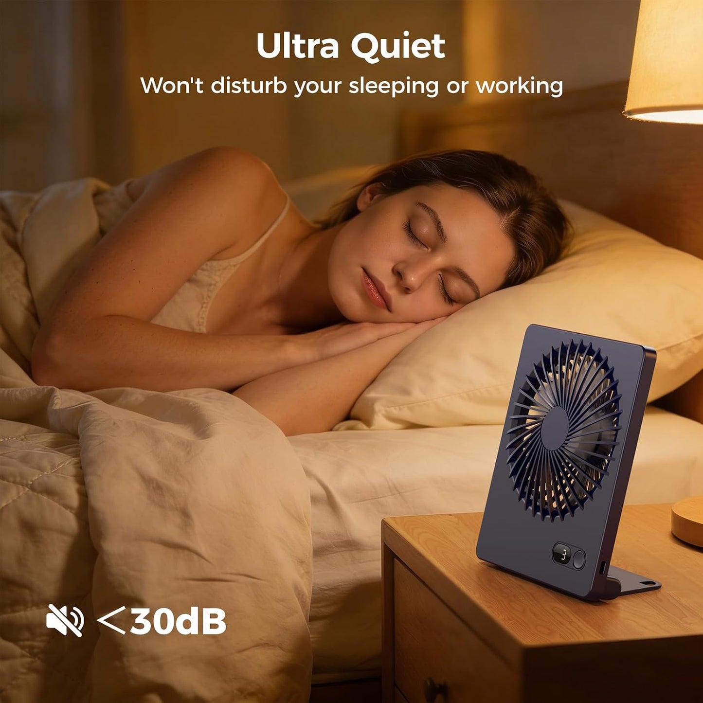 Zuvas Desk Fan Battery Operated Fan Rechargeable 180°Tilt Folding Personal Fan Ultra Quiet Small Portable 3 Speed Adjustable Strong Wind Fan For Office Bedroom Home Desktop Camping (White)