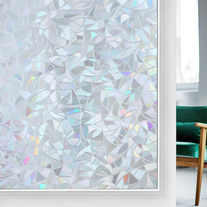 rabbitgoo Rainbow Window Privacy Film, Stained Glass Cling, 17.5" x 78.7"
