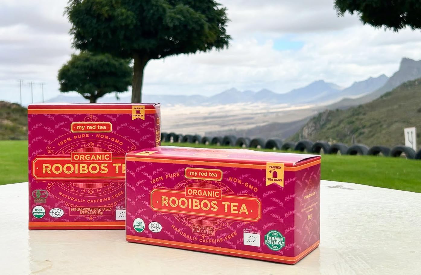 My Red Tea Organic Rooibos Tea Bags - 40 Count - South African Red Bush Tea - USDA Organic, Caffeine Free, Single Origin & Sustainably Farmed - 100g
