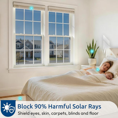 rabbitgoo Window Privacy Film One Way Window Tint for Home, Removable Reflective Heat Sun Blocking Anti UV Glass Door Covering, Mirror Tinting Film House Office, 17.5 Inch X 6.5 Feet, Black Silver