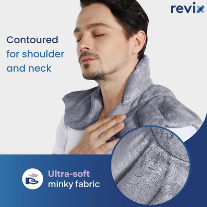 REVIX Heated Neck Wrap Microwave Heating Pad for Neck and Shoulders Pain Relief, Weighted Neck Warmer Microwavable with Miost Heat, Unscented