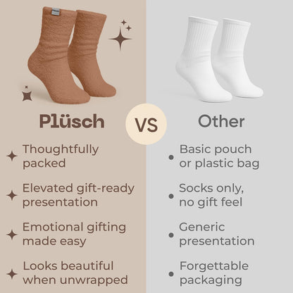 Plüsch Gift for Women – Ultra-Soft Cozy Cloud Socks in Kraft Envelope – Thoughtful Self-Care, Unique Birthday Gifts for Women