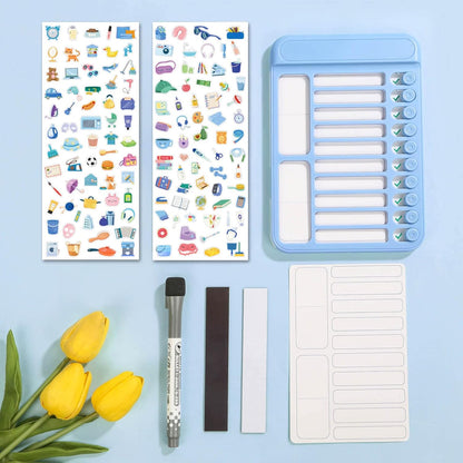 Audab Dry Erase Chore Chart for Kids, Magnetic Whiteboard Checklist Board, Chore Checklist Slider to Do List Board, Daily Routine Chart Schedule Board Task Tracker for Home Refrigerator, Wall, Desk