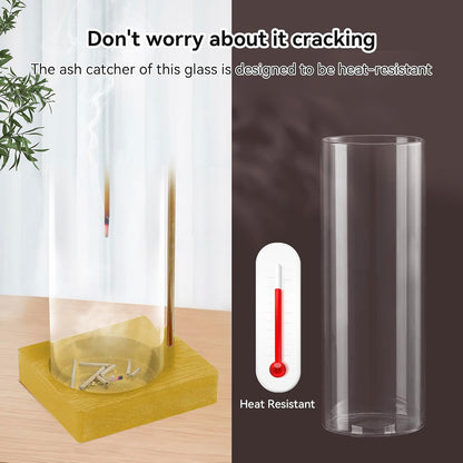 1 Pack Incense Holder for Sticks, Insence-Stick Holder Ash Catcher with Removable Glass [Anti-Ash Flying], Mess-Free Incense Burner Holder, Perfect for Meditation Yoga Relaxation, Home Decor