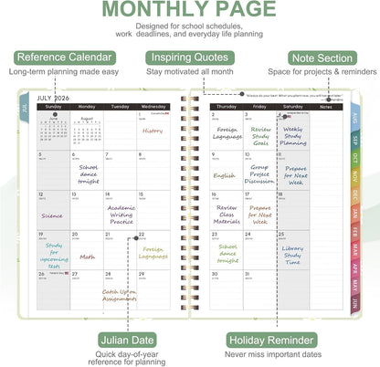 Planner 2026-2027, Weekly and Monthly Calendar Planner, JUL 2026 - JUN 2027 | Academic Year, Daily Agenda Book, A5(6.3'' x 8.5''), Sprial Bound, Inner Pocket, Office School Use