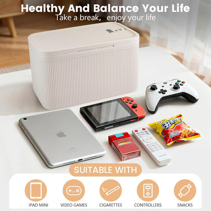 Small Lock Box, Lockable Storage Box with Combination Code for Medication Safe, Medicine Lock Box for Pills/First Aid Kits/Food/Snack Phone Jail, Locked Container for Home/Fridge/Office/School (Pink)