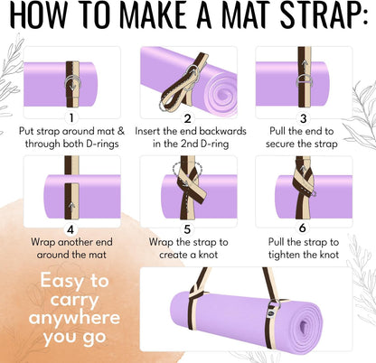 TECEUM 2 IN 1 Yoga & Mat Strap for Stretching – Cotton – 6/8/10 ft