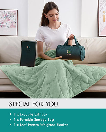 Kaisa Weighted Lap Blanket 7 lbs 41" x 53", Cozy Luxury Crystal Velvet Small Weighted Blanket for Adults, Portable Travel Weighted Blanket for Relaxation, All-Season Blanket, Machine Washable, Green