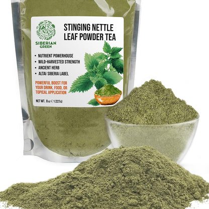 Siberian Green Stinging Nettle Leaf Pure Tea 8 oz (227g) Urtica Dioica Herbal Powder Smoothies Soup Drinks Food Baking
