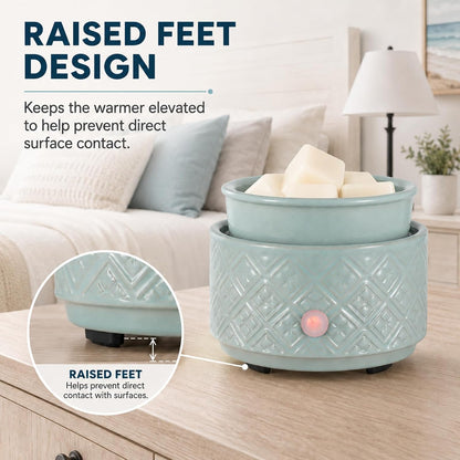 mocosa Ceramic Wax Warmer Wax Melt Warmer for Scented Wax 3-1 Electric Candle Warmer Home Fragrance Wax Burner for Mom Women(White-Fan Shaped)