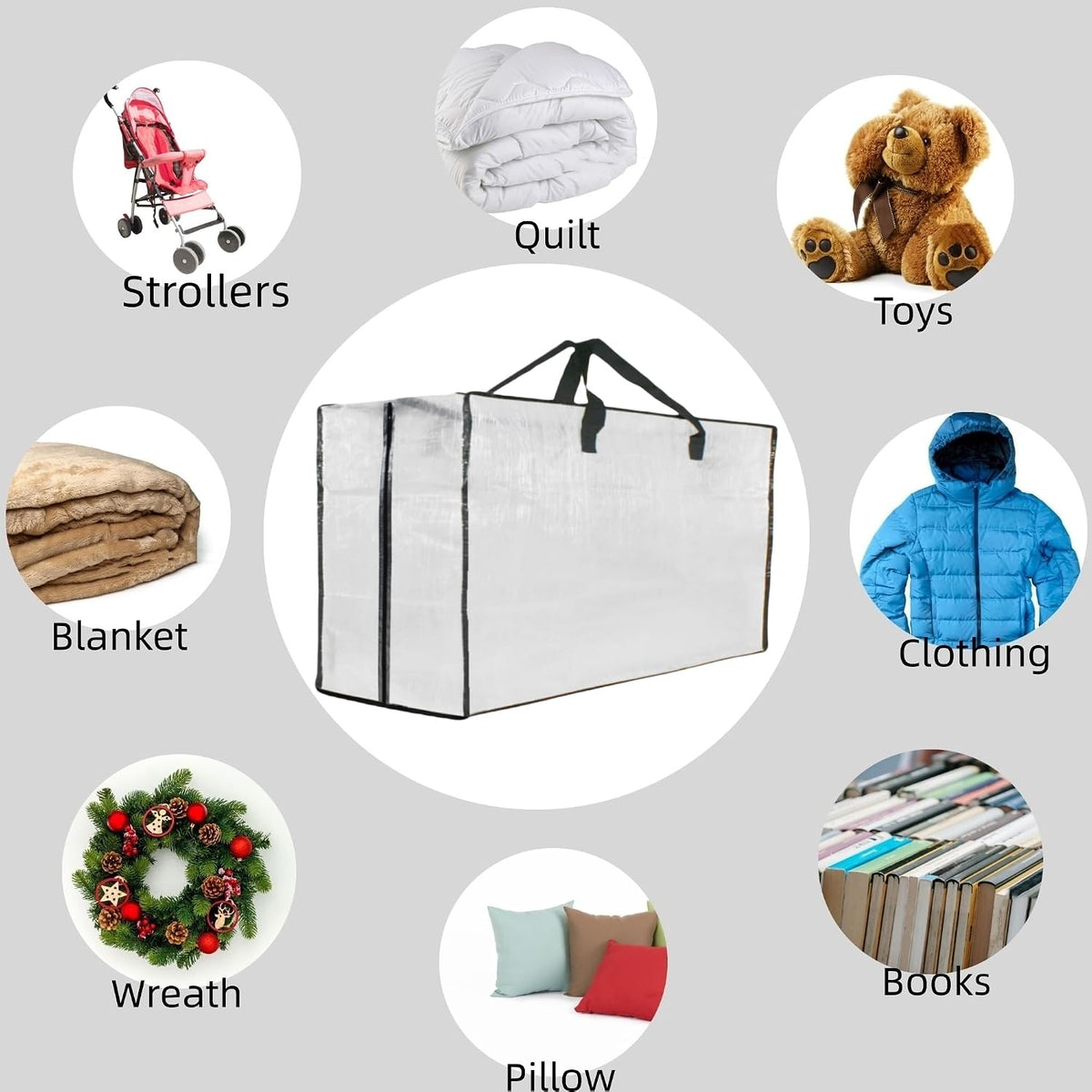 GONGKANGYUAN Heavy Duty Moving Bags, Extra Large Clear Storage Bags with Zipper and Handles, Moving Boxes & Storage Bins Alternative, Packing Supplies, Moving Supplies for Dorm Room Essentials