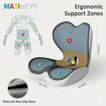 2026 Upgraded Orthopedic Memory Foam Seat Cushion with Adjustable Strap, Coccyx & Sciatica Pain Relief, Washable Non-Slip, Ergonomic Support for Office Chair, Car & Wheelchair (Dark Grey)