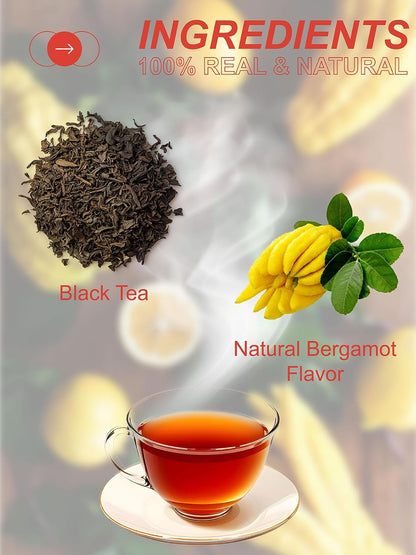 TeeLux Earl Grey Black Tea Bags, Bergamot Citrus Aroma, Smooth Taste, 100ct
